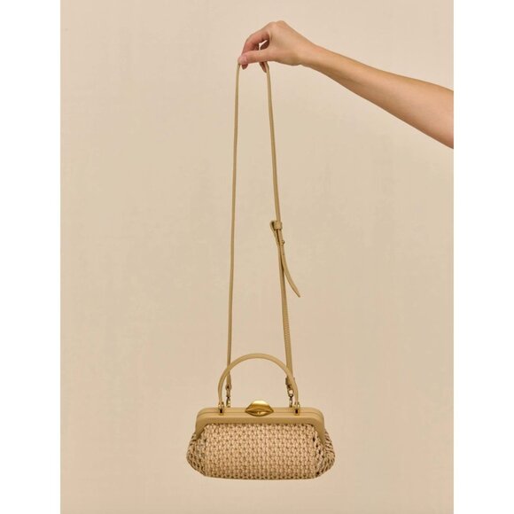 Cult Gaia Zuma Mini Crossbody in Sand - Woven Leather Kiss Lock - Picture 4 of 11